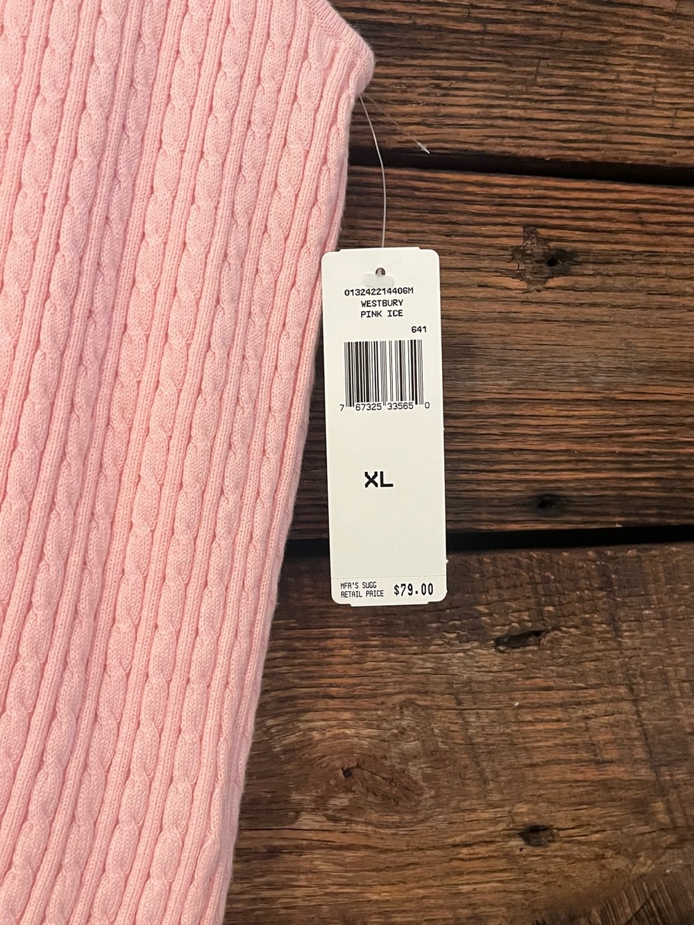 Lauren Ralph Lauren cotton blend cable knit sleeveless turtleneck, pink XL NWT - Picture 3 of 6